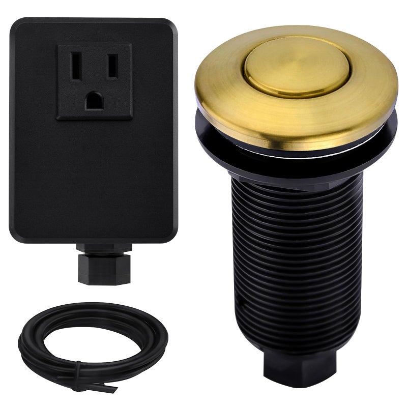 SINKINGDOM Garbage Disposal Air Switch Kit with with Long Button, Champagne Bronze (Brass Cover) - Image 1